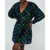 Lorette Sequin Wrapover Mini Dress