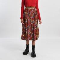 Floral Print Midi Skirt with Gathered Waist