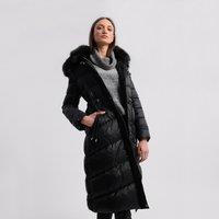 Long Hooded Padded Jacket with Faux Fur Trim