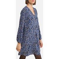 Recycled Printed Mini Dress with V-Neck