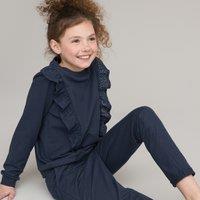 Ruffled Sweatshirt/Trousers Outfit in Cotton Mix
