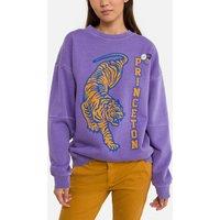 Roller Purple Cotton Sweatshirt with Print on Chest and Crew Neck