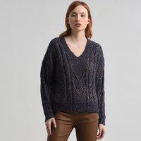 Cable Knit Jumper with V-Neck