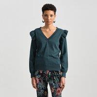 V-Neck Jumper with Ruffled Shoulders