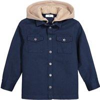 Cotton Shirt with Removable Hood and Print on Back