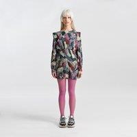 Graphic Print Mini Dress with Fitted Waist