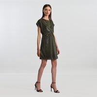 Velour Mini Dress with Tie-Waist
