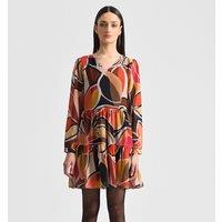 Printed V-Neck Mini Dress