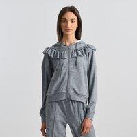 Hooded Lounge Cardigan with Peter Pan Collar