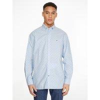 Embroidered Cotton Oxford Shirt with Micro Print in Regular Fit