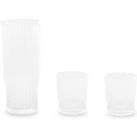 Clear Ribbed Jug & Glasses Set