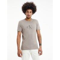 CK Institutional Cotton T-Shirt with Logo Print and Crew Neck