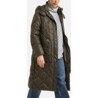 System Long Quilted Padded Jacket with Hood and Zip Fastening