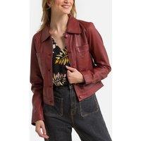 Leather Buttoned Harrington Jacket
