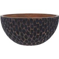 Medium Mango Wood Serving Bowl with Black Enamel