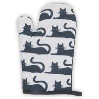 Cotton Single Oven Glove in Black Cat Print