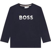 Logo Print Cotton T-Shirt with Long Sleeves