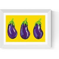 Aubergines on Yellow by Alice Straker