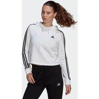 Essentials 3-Stripes Cropped Hoodie in Cotton Mix