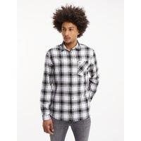 Checked Flannel Shirt with Embroidered Logo in Slim Fit