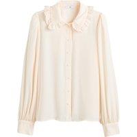 Recycled Long Sleeve Shirt with Ruffled Peter Pan Collar