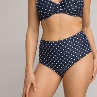 Tummy-Toning Bikini Bottoms in Polka Dot Print