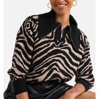 Pattern Zebra Print Jumper with Oversize Collar
