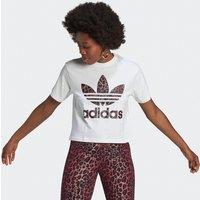 Graphics Cotton Cropped T-Shirt with Leopard Print Logo Print