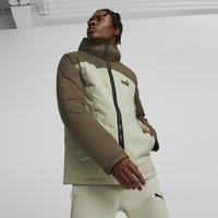 Colour Block Padded Jacket with Logo Print and Hood