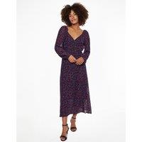 Floral Wrapover Midi Dress with V-Neck