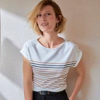 Breton Striped Cotton T-Shirt with Crew Neck and Short Sleeves