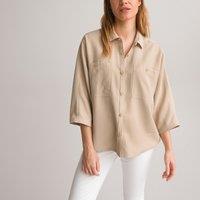 Loose Fit Shirt with 3/4 Length Sleeves
