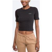 Ribbed Cotton Cropped T-Shirt with Crew Neck