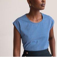 Printed Organic Cotton T-Shirt with Boat Neck and Short Sleeves