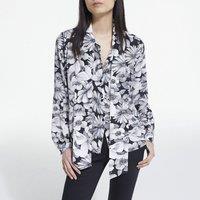 Floral Print Silk Shirt with Pussy Bow
