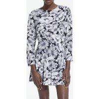 Printed Silk Mini Dress with Long Sleeves