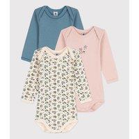 Pack of 3 Bodysuits in Cotton with Long Sleeves