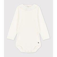 Organic Cotton Bodysuit with Long Sleeves and Ruffled Collar