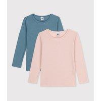 Pack of 2 Openwork T-Shirts in Cotton with Long Sleeves
