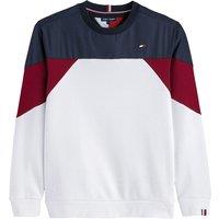 Cotton Mix Sweatshirt in Dual Fabric with Crew Neck