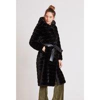 Nastassia Long Hooded Coat in Faux Fur