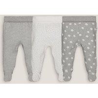 Pack of 3 Trousers with Feet in Cotton