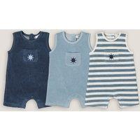 Pack of 3 Rompers in Cotton Towelling Mix