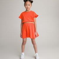 Cotton Dress with Short Ruffled Sleeves
