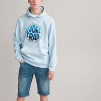 Slogan Print Oversized Hoodie in Cotton Mix