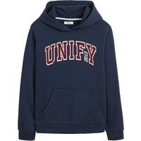 Slogan Print Hoodie in Cotton Mix