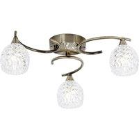 Dimmable 3 Ceiling Lamp Antique Brass