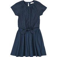 Cotton Short Sleeve Dress with Broderie Anglaise on the Front