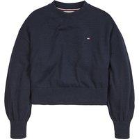 Cotton Balloon Sleeve Sweatshirt with Crew Neck