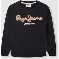 Logo Print Cotton Sweatshirt with Crew Neck
